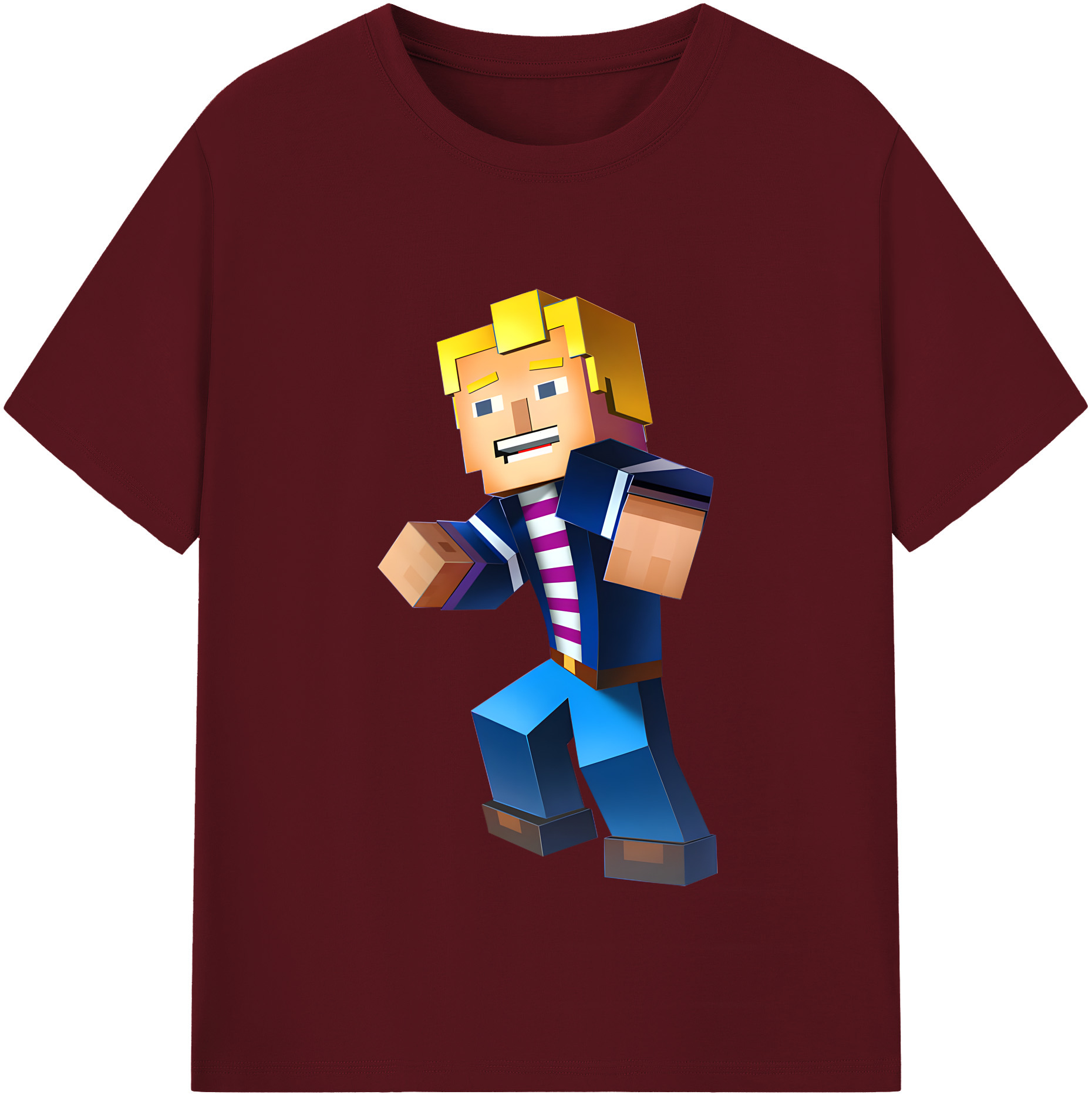 （画像用） マインクラフト ブロックの世界 Minecraft MC Block world 綿100％半袖Tシャツ（フロントプリント）
